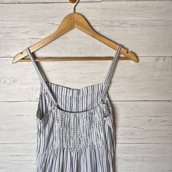 Old Navy Jumpsuit Womens SZ Small Blue & White Linen Blend Pockets Buttons Beach - Picture 10 of 15